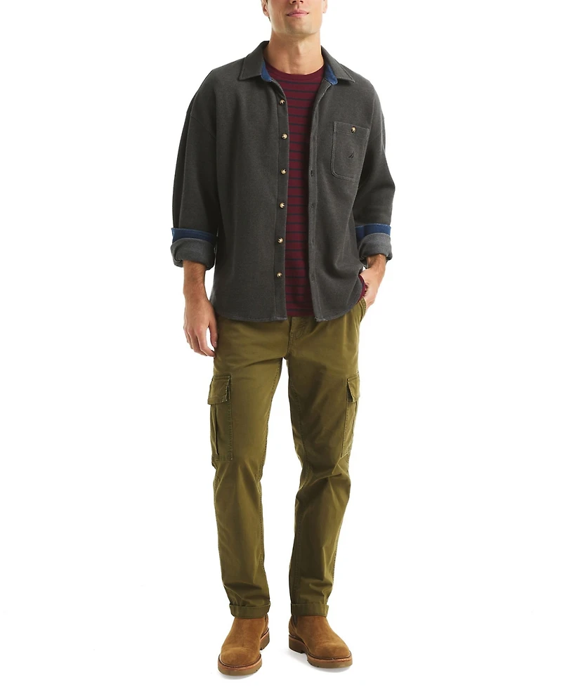 Nautica Men's Pique Double Knit Long Sleeves Shirt