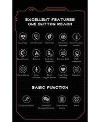 Ruxing Smart 1.83'' Bluetooth Call Heart Rate Monitoring Information Push Smart Bracelet Outdoor Sports for Women Men -Orange