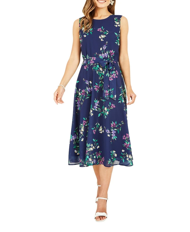 Yumi Women's Floral Print Midi Skater Dress