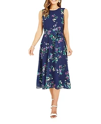 Yumi Women's Floral Print Midi Skater Dress