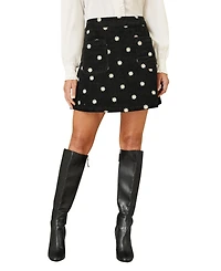 Yumi Women's Corduroy Daisy Mini Skirt