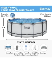 Bestway Steel Pro Max 14'x48" Round Above Ground Swimming Pool with Pump & Cover