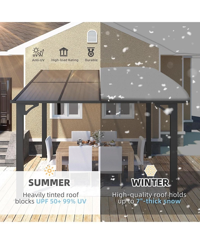 Aecojoy 8'x8' Wall Mounted Gazebos Pergola