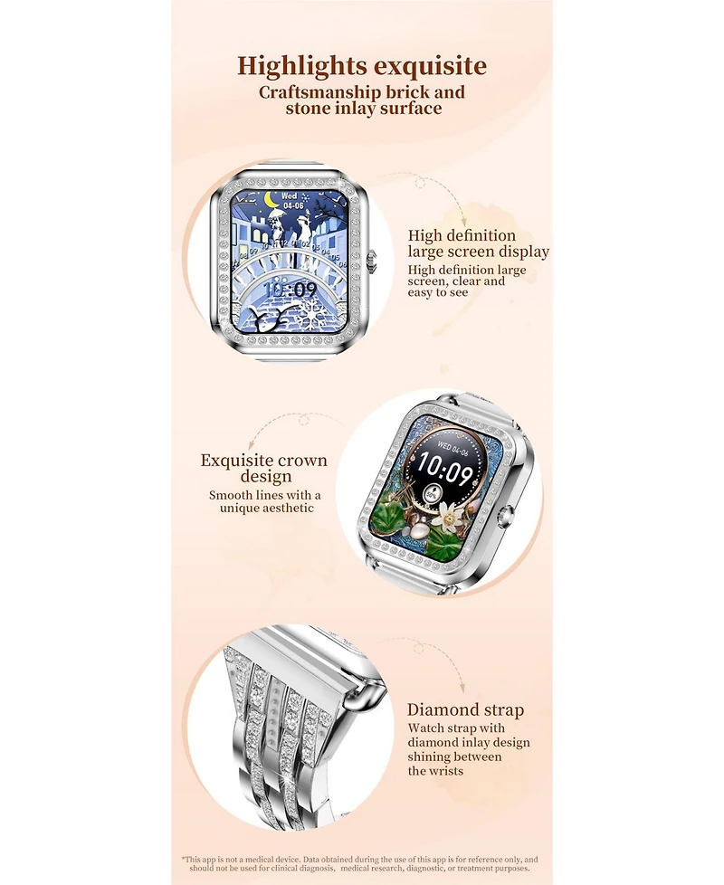 Ruxing Smart Watch Bluetooth Call Heart Rate Monitor IP67 Waterproof Fitness Tracker for Men Women -Gold