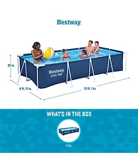 Bestway Steel Pro 13 Foot x 32 Inch Rectangular Above Ground Swimming Pool, Blue
