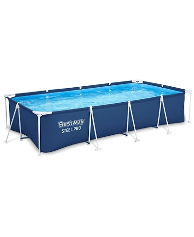 Bestway Steel Pro 13 Foot x 32 Inch Rectangular Above Ground Swimming Pool, Blue