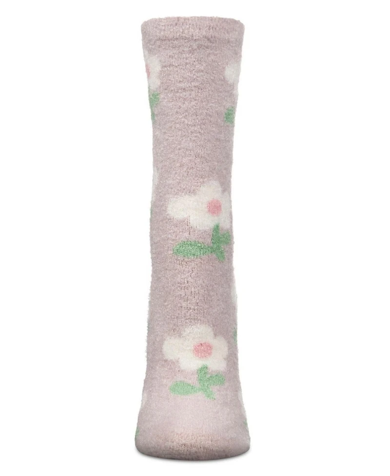 MeMoi Women's Flower Aloe Infused Crew Socks