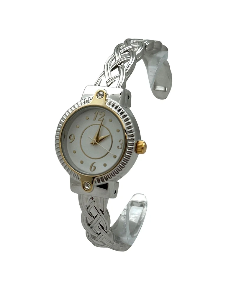 Olivia Pratt Bright Metallic Elegant Cuff Women Watch, Two Tone