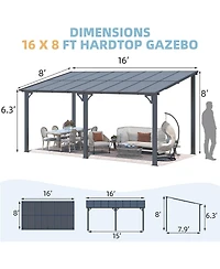 Aecojoy 16'x8' Wall Mounted Gazebos Pergola