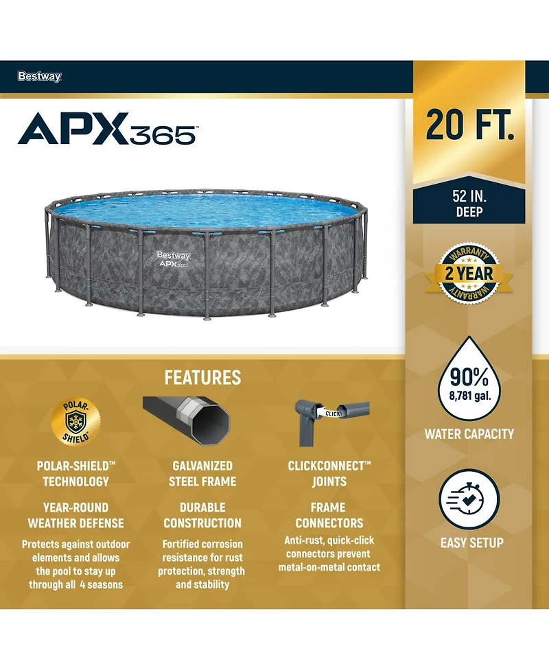 Bestway Apx 365 20'x52" Round Above Ground Swimming Pool Set with Pump & Ladder
