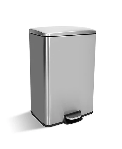 13.1 Gal./50 Liter Stainless Steel Step Trash Can with Soft-Close Lid, Rectangular Pedal Garbage Bin for Kitchen, Office, or Bathroom