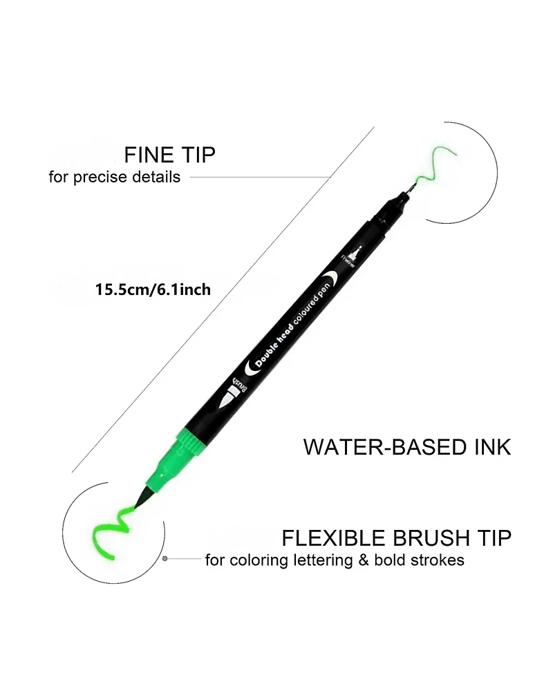 Htutwoo 24 Colors Double Ended Art Marker Pens Set, Suitable For Artist Fine & Brush Coloring Markers, Students Back To School Kit Gifts