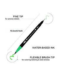 Htutwoo 24 Colors Double Ended Art Marker Pens Set, Suitable For Artist Fine & Brush Coloring Markers, Students Back To School Kit Gifts