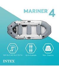 Intex Mariner 4-Person Inflatable River Lake Dinghy Boat with Pump and Oars Set