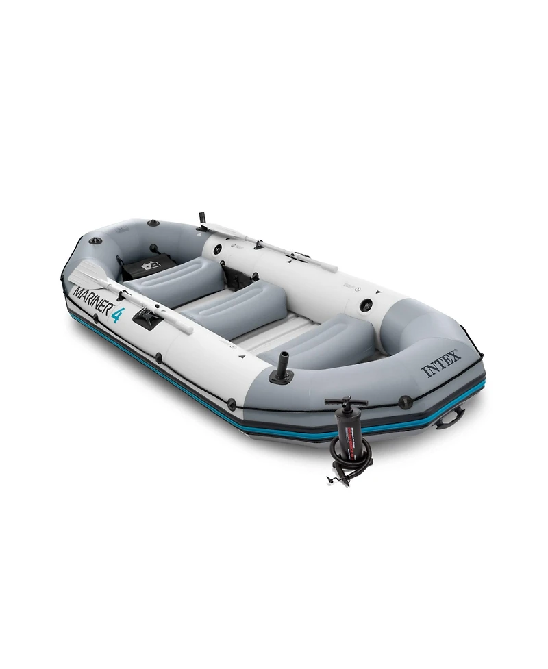 Intex Mariner 4-Person Inflatable River Lake Dinghy Boat with Pump and Oars Set