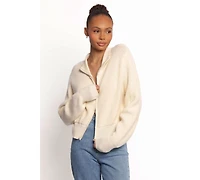 Petal and Pup Women's Kourtney Zip Cardigan - Cream