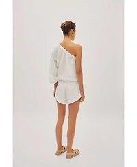 Labeca London Us Women's Capri Ecru Linen Shorts - S / Ecru