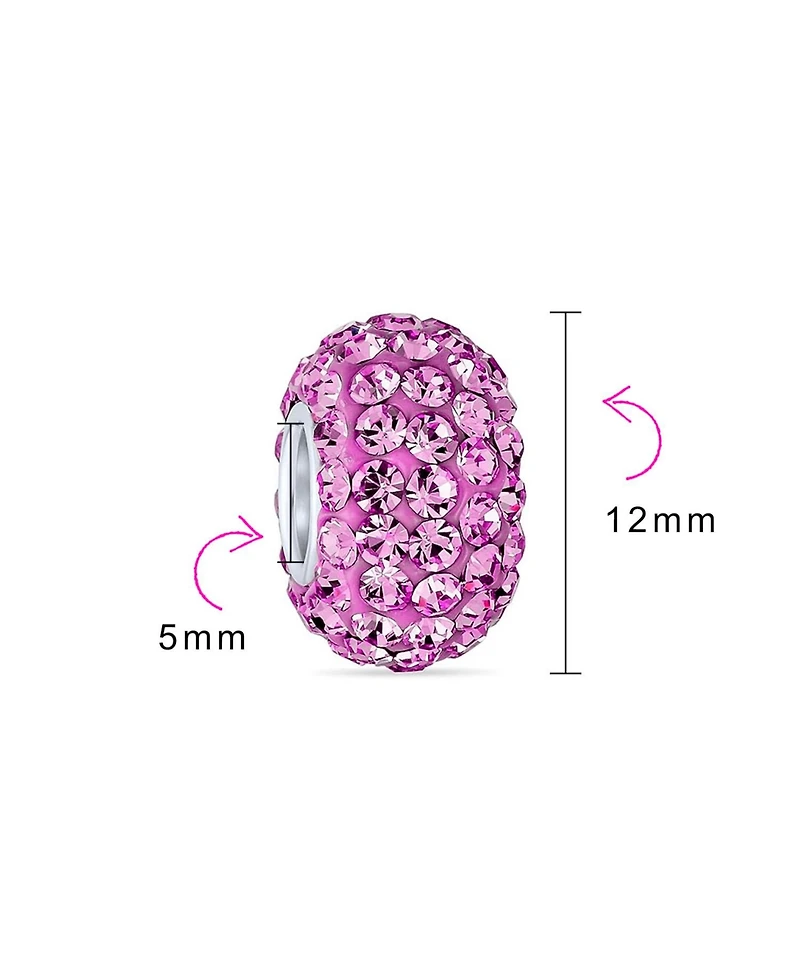 Bling Jewelry Set of 3 Fashion Multicolor Cz Clutch Purse & 2 Solid Pink Spacer Charm Bead Sterling Silver