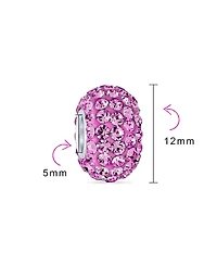 Bling Jewelry Set of 3 Fashion Multicolor Cz Clutch Purse & 2 Solid Pink Spacer Charm Bead Sterling Silver