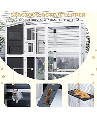 Aecojoy Large 4 Tiers Catio Outdoor Cat Enclosure with Weatherproof Roof