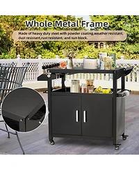 Aecojoy Outdoor Grill Table, 3-Tier Pizza Oven Stand Stainless Steel Bbq Prep Table