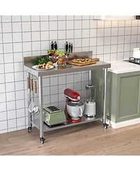 Aecojoy Stainless Steel Table with Backsplash 48"x18" Prep Tables for Commercial Kitchen