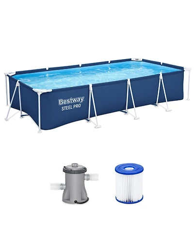Bestway Steel Pro 13 Foot x 32 Inch Rectangular Above Ground Swimming Pool