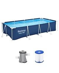 Bestway Steel Pro 13 Foot x 32 Inch Rectangular Above Ground Swimming Pool