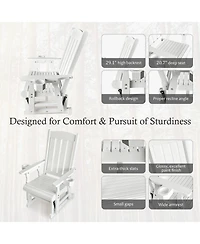 Wooden Patio Glider for One Person, with High Back and Deep Contoured Seat, Solid Fir Wood, Heavy Duty 600 Lbs (Deep Brown, 1-Seater)