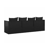 Outdoor Lounge Bed Black Pe Rattan Large Adjustable Armrests