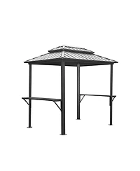 Clihome 8.1-ft x 5.97-ft Grill Gazebo Gray with Hardtop Roof