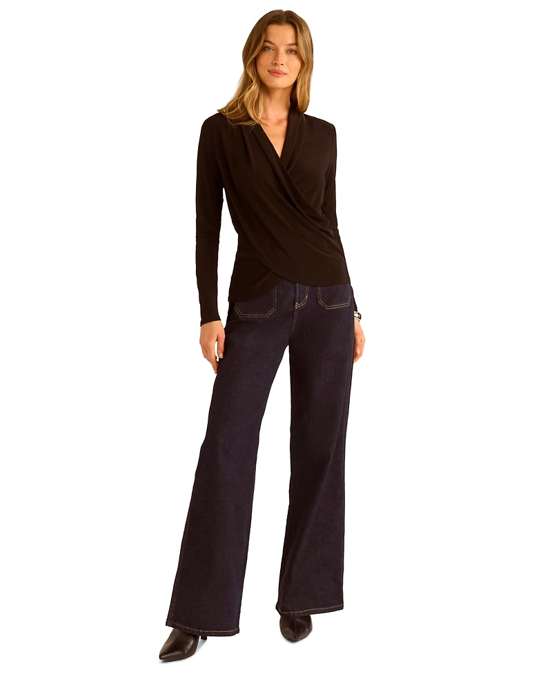 Vince Camuto Women's Long-Sleeve Faux-Wrap Top