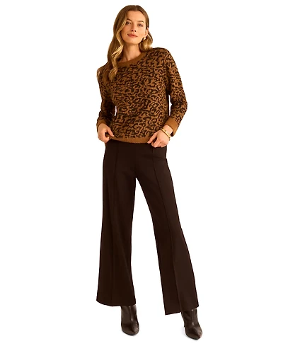 Vince Camuto Women's Leopard Print Long Sleeve Sweater