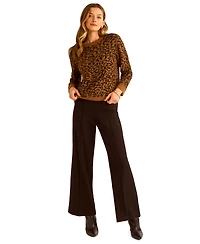 Vince Camuto Women's Leopard Print Long Sleeve Sweater