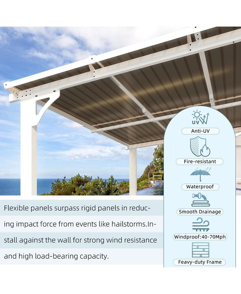 Aecojoy 20'x12' Wall Mounted Gazebos Pergola