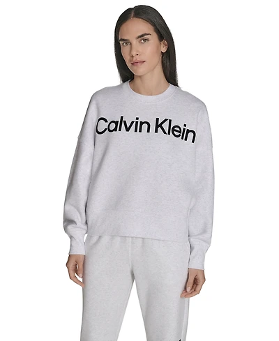 Calvin Klein Women's Performance Flocked Logo Pull-On Sweatshirt