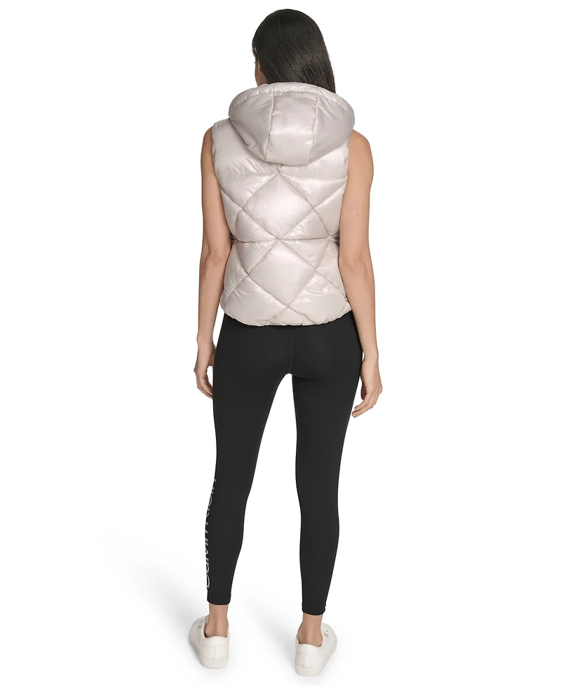Calvin Klein Women's Performance Diamond Quilt Hooded Puffer Vest
