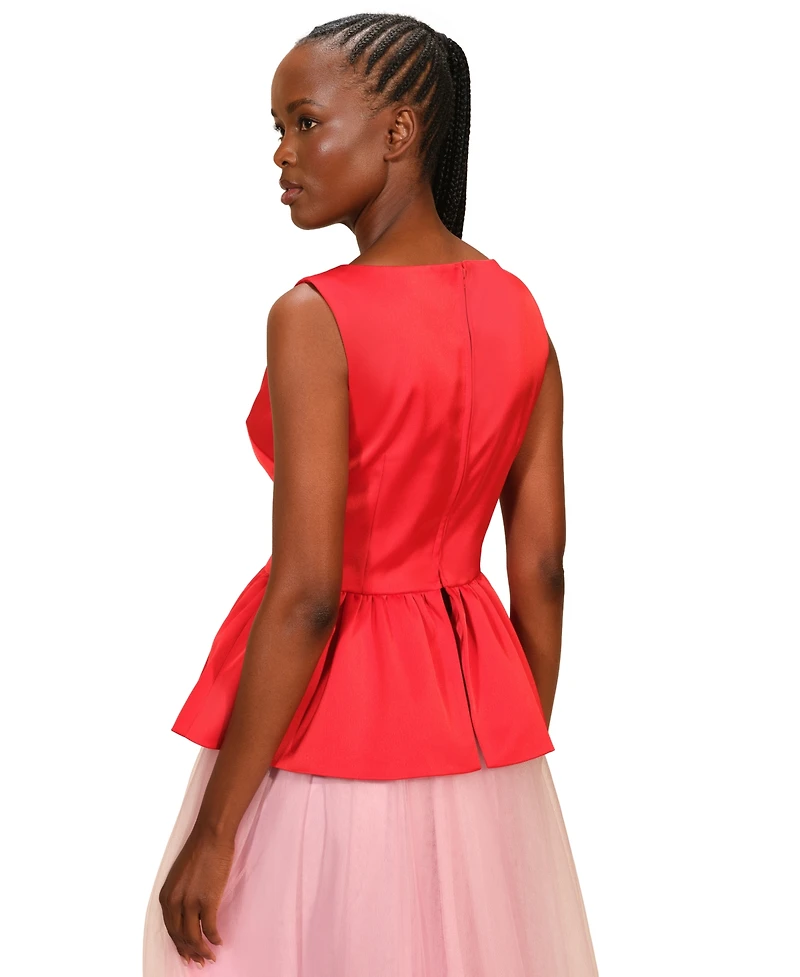 Isaac Mizrahi Women's Satin Peplum Sleeveless Top