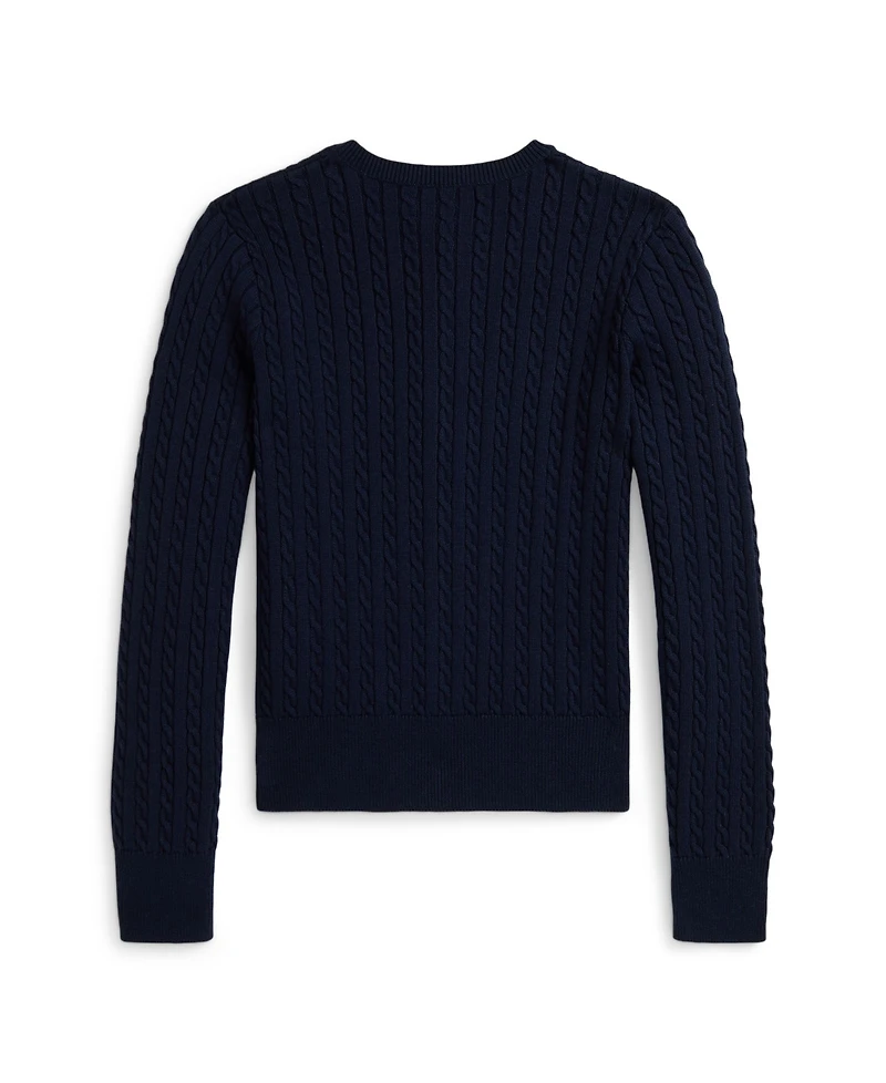 Polo Ralph Lauren Girls 7-16 Bear Mini-Cable Cardigan