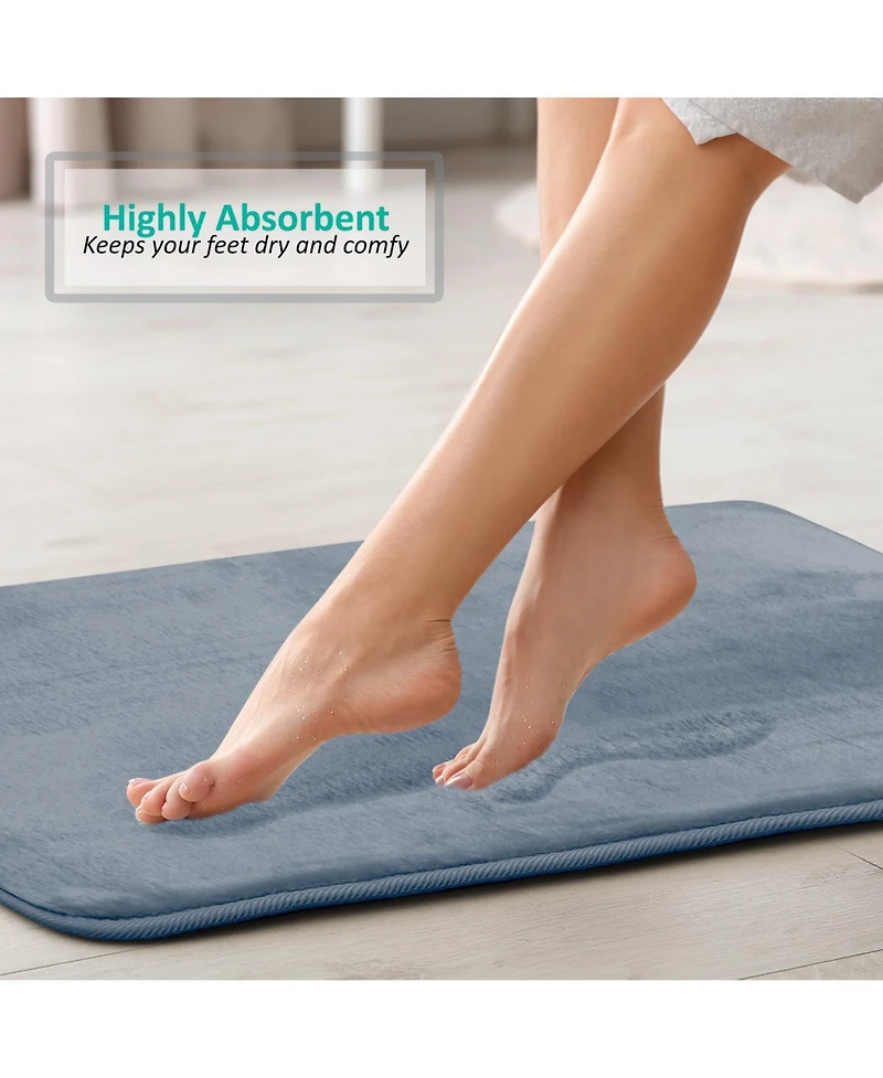 Clara Clark 2 Piece Ultra Soft Non-Slip Plush Memory Foam Bath Rug Set - Small & Large