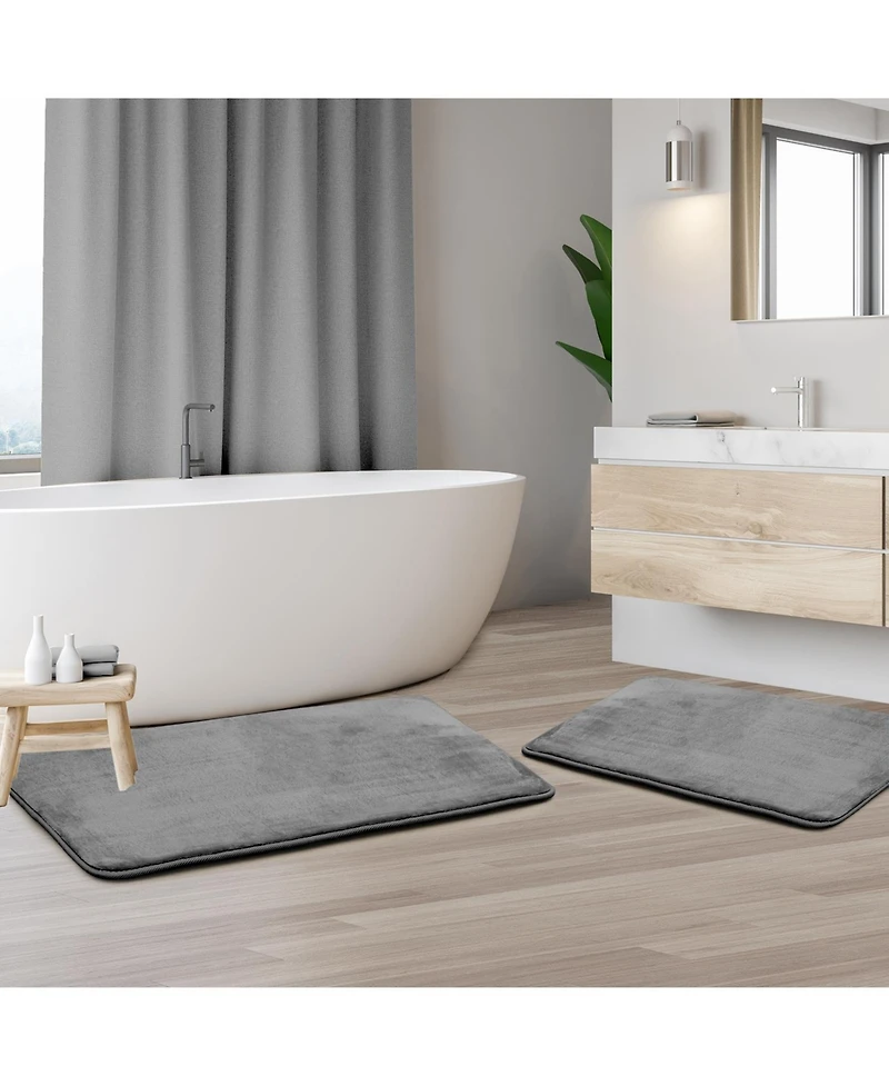 Clara Clark 2 Piece Ultra Soft Non-Slip Plush Memory Foam Bath Rug Set - Small & Large