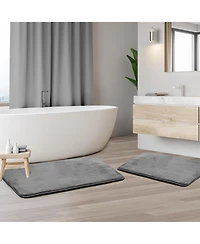Clara Clark 2 Piece Ultra Soft Non-Slip Plush Memory Foam Bath Rug Set - Small & Large