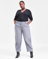 I.n.c. International Concepts Plus High Rise Rhinestone Barrel-Leg Jeans, Macy's Exclusive