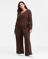 I.N.C. International Concepts Plus Size Side Tie Top Wide Leg Pants Macys Exclusive