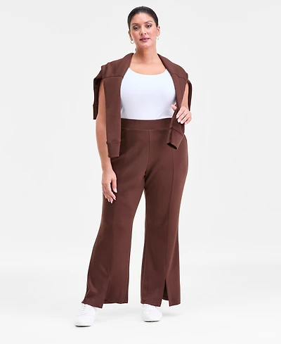 I.n.c. International Concepts Plus Pull-On Split-Hem Flare Pants, Macy's Exclusive
