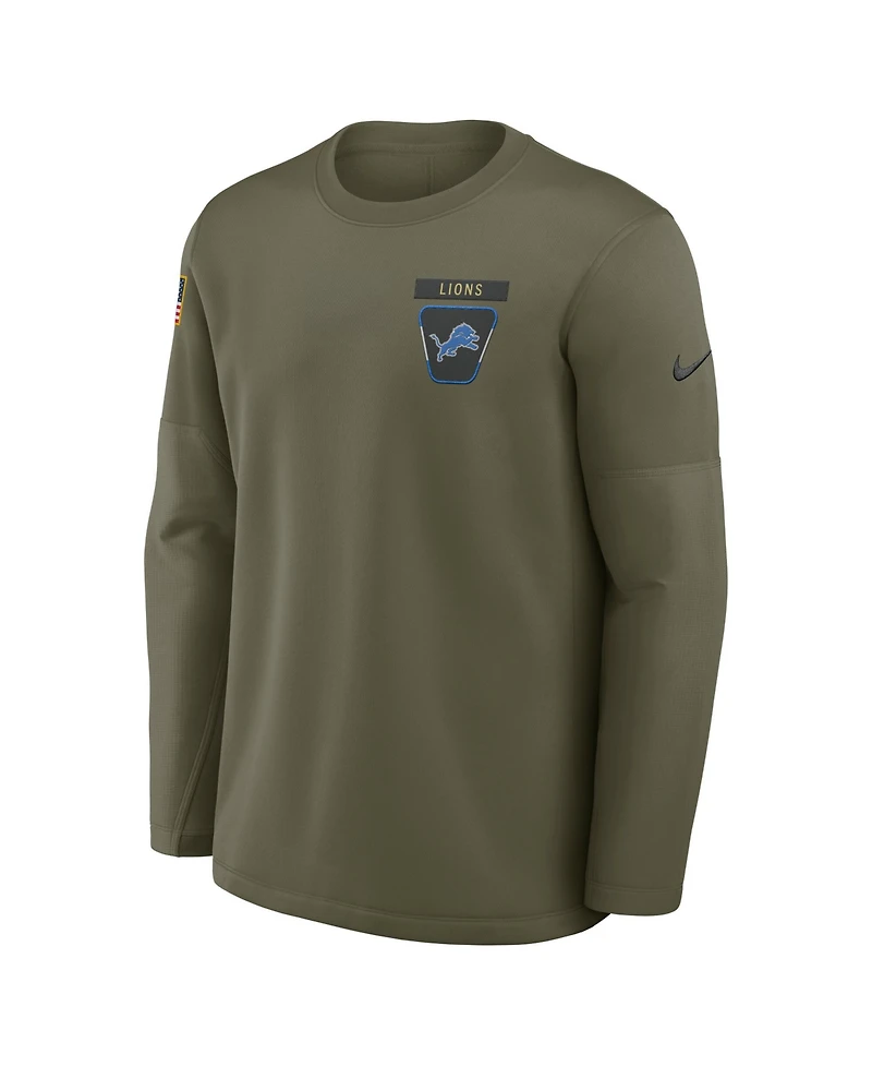 Nike Men's Olive Detroit Lions 2025 Salute to Service Coaches Therma-Fit Long Sleeve T-Shirt
