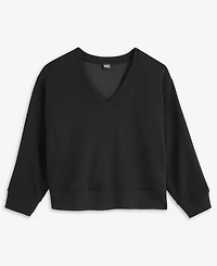 I.n.c. International Concepts Plus V-Neck Knit Long-Sleeve Top, Macy's Exclusive