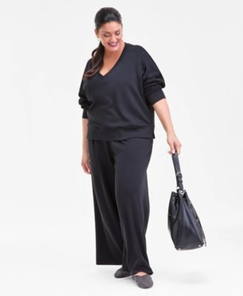I.N.C. International Concepts Plus Size V Neck Top Wide Leg Pants Macys Exclusive