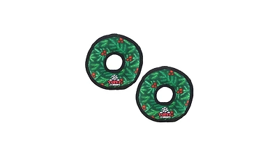 Tuffy Jr Ring Wreath 2 Pack, Durable Plush Squeaky Dog Toy