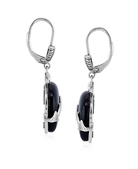 American West Jewelry Sterling Silver Black Onyx Bear Lever Back Earrings